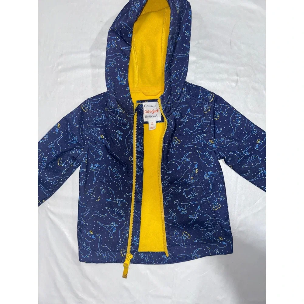 Cat & Jack Toddler Boys 2T Navy Blue Dinosaur Constellation Fleece Lined Jacket